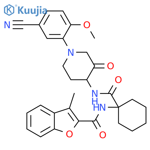 2-Benzofurancarboxamide,N-[1-[[[1-(5-cyano-2-methoxyphenyl)-3-oxo-4-piperidinyl]amino]carbonyl]cyclohexyl]-3-methyl- structure