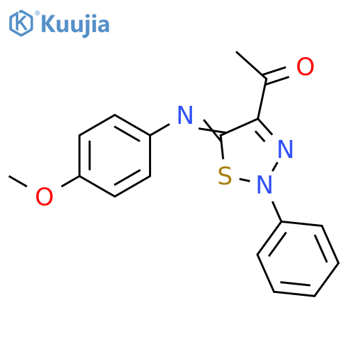 Ethanone,1-[2,5-dihydro-5-[(4-methoxyphenyl)imino]-2-phenyl-1,2,3-thiadiazol-4-yl]- structure