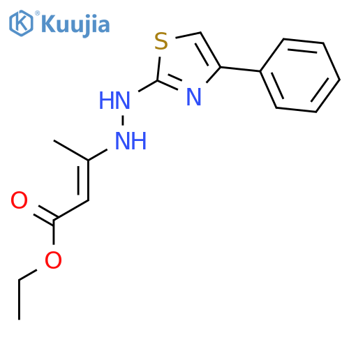 2-Butenoic acid, 3-[2-(4-phenyl-2-thiazolyl)hydrazino]-, ethyl ester structure