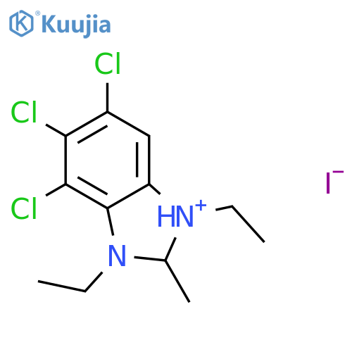 1H-BENZIMIDAZOLIUM, 4,5,6-TRICHLORO-1,3-DIETHYL-2-METHYL-, IODIDE structure