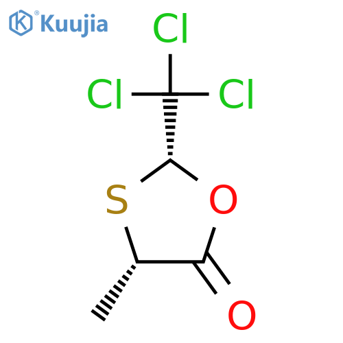 1,3-Oxathiolan-5-one, 4-methyl-2-(trichloromethyl)-, cis- structure