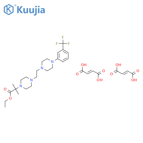 ethyl 2-methyl-2-[4-(2-{4-[3-(trifluoromethyl)phenyl]piperazin-1-yl}ethyl)piperazin-1-yl]propanoate di[(2E)-but-2-enedioate] structure