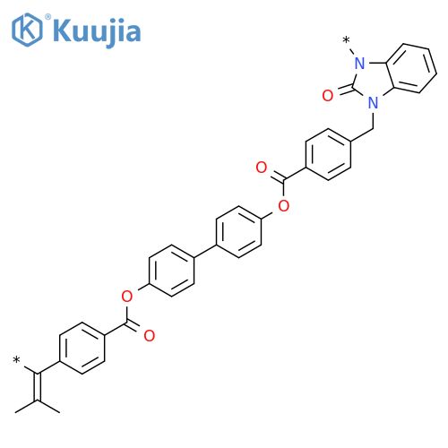 Poly[(2-oxo-1H-benzimidazole-1,3(2H)-diyl)methylene-1,4-phenylenecarbonyloxy-1,4-phenylene(1-methylethylidene)-1,4-phenyleneoxycarbonyl-1,4-phenylenemethylene] structure