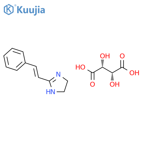 (2R,3R)-2,3-dihydroxybutanedioic acid; 2-[(E)-2-phenylethenyl]-4,5-dihydro-1H-imidazole structure