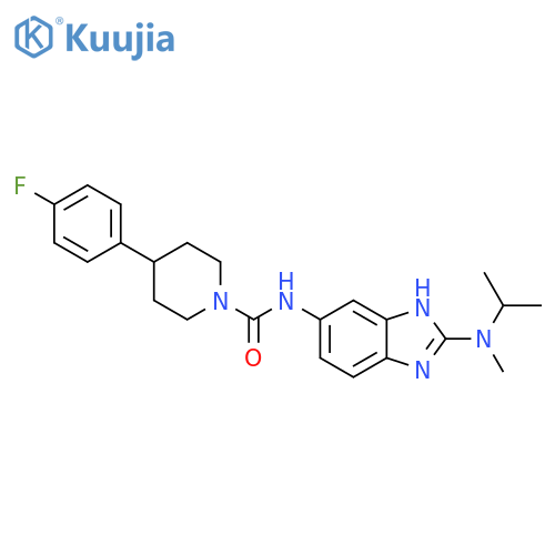 1-Piperidinecarboxamide,4-(4-fluorophenyl)-N-[2-[methyl(1-methylethyl)amino]-1H-benzimidazol-5-yl]- structure