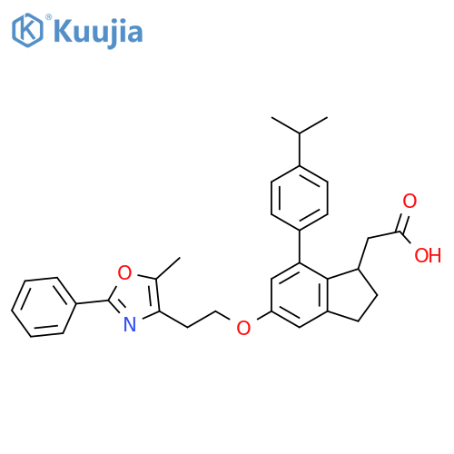 1H-Indene-1-acetic acid,2,3-dihydro-7-[4-(1-methylethyl)phenyl]-5-[2-(5-methyl-2-phenyl-4-oxazolyl)ethoxy]- structure