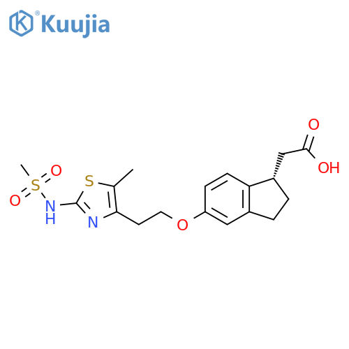 1H-Indene-1-acetic acid,2,3-dihydro-5-[2-[5-methyl-2-[(methylsulfonyl)amino]-4-thiazolyl]ethoxy]-,(1S)- structure