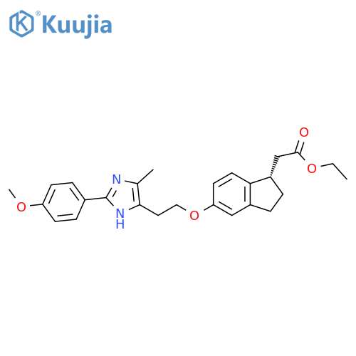 1H-Indene-1-acetic acid,2,3-dihydro-5-[2-[2-(4-methoxyphenyl)-5-methyl-1H-imidazol-4-yl]ethoxy]-, ethyl ester, (1S)- structure