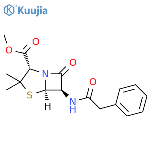 4-Thia-1-azabicyclo[3.2.0]heptane-2-carboxylic acid,3,3-dimethyl-7-oxo-6-[(phenylacetyl)amino]- (2S,5R,6R)-, methyl ester structure