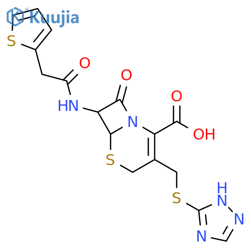 5-Thia-1-azabicyclo[4.2.0]oct-2-ene-2-carboxylicacid,8-oxo-7-[[2-(2-thienyl)acetyl]amino]-3-[(1H-1,2,4-triazol-5-ylthio)methyl]-,(6R,7R)- structure