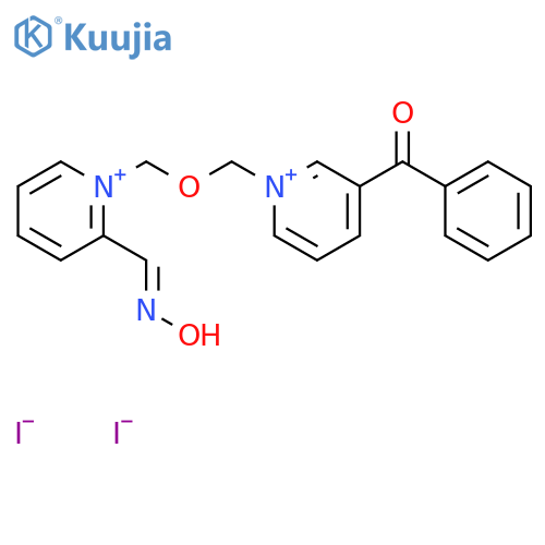 Pyridinium, 1-(((3-benzoylpyridinio)methoxy)methyl)-2-((hydroxyimino)methyl)-, diiodide structure