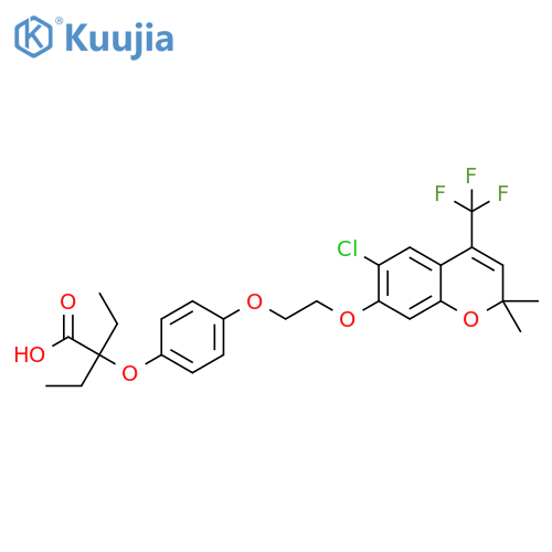 Butanoic acid,2-[4-[2-[[6-chloro-2,2-dimethyl-4-(trifluoromethyl)-2H-1-benzopyran-7-yl]oxy]ethoxy]phenoxy]-2-ethyl- structure
