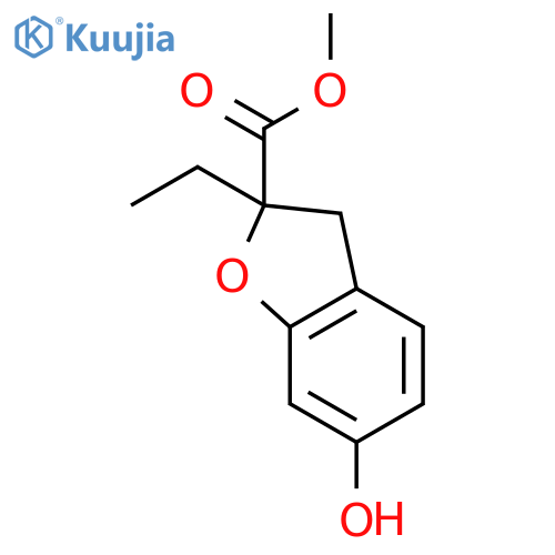 2-Benzofurancarboxylic acid, 2-ethyl-2,3-dihydro-6-hydroxy-, methylester structure