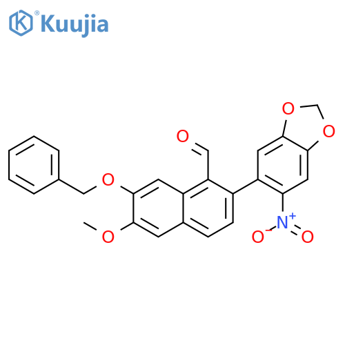 1-Naphthalenecarboxaldehyde,6-methoxy-2-(6-nitro-1,3-benzodioxol-5-yl)-7-(phenylmethoxy)- structure