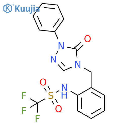 Methanesulfonamide,N-[2-[(1,5-dihydro-5-oxo-1-phenyl-4H-1,2,4-triazol-4-yl)methyl]phenyl]-1,1,1-trifluoro- structure