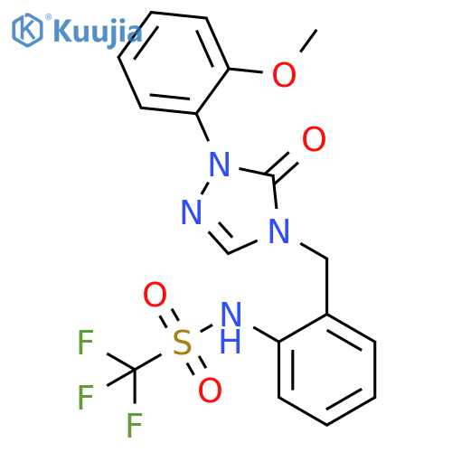 Methanesulfonamide,N-[2-[[1,5-dihydro-1-(2-methoxyphenyl)-5-oxo-4H-1,2,4-triazol-4-yl]methyl]phenyl]-1,1,1-trifluoro- structure