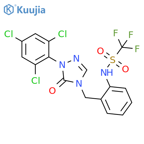 Methanesulfonamide,N-[2-[[1,5-dihydro-5-oxo-1-(2,4,6-trichlorophenyl)-4H-1,2,4-triazol-4-yl]methyl]phenyl]-1,1,1-trifluoro- structure