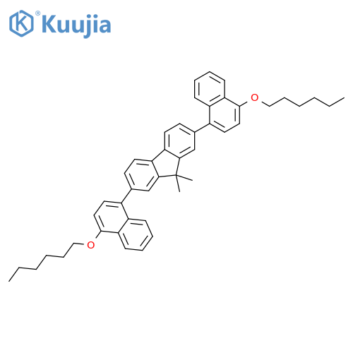 9H-Fluorene, 2,7-bis[4-(hexyloxy)-1-naphthalenyl]-9,9-dimethyl- structure