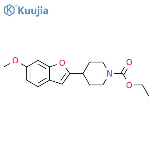 1-PIPERIDINECARBOXYLIC ACID, 4-(6-METHOXY-2-BENZOFURANYL)-, ETHYL ESTER structure