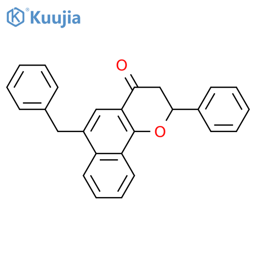 4H-NAPHTHO[1,2-B]PYRAN-4-ONE, 2,3-DIHYDRO-2-PHENYL-6-(PHENYLMETHYL)- structure