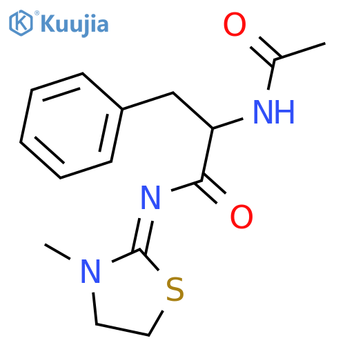 (E)-Nalpha-acetyl-N-(3-methyl-1,3-thiazolidin-2-ylidene)phenylalaninamide structure