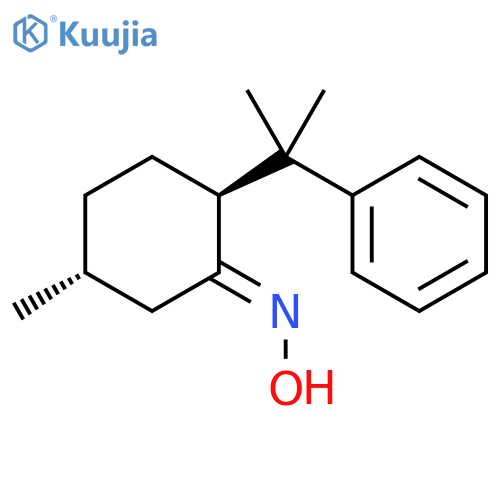 Cyclohexanone, 5-methyl-2-(1-methyl-1-phenylethyl)-, oxime,(1E,2S,5R)- structure
