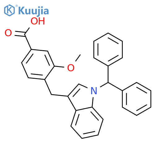 Benzoic acid, 4-[[1-(diphenylmethyl)-1H-indol-3-yl]methyl]-3-methoxy- structure