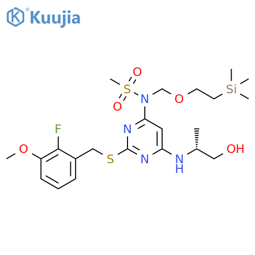 Methanesulfonamide,N-[2-[[(2-fluoro-3-methoxyphenyl)methyl]thio]-6-[[(1R)-2-hydroxy-1-methylethyl]amino]-4-pyrimidinyl]-N-[[2-(trimethylsilyl)ethoxy]methyl]- structure