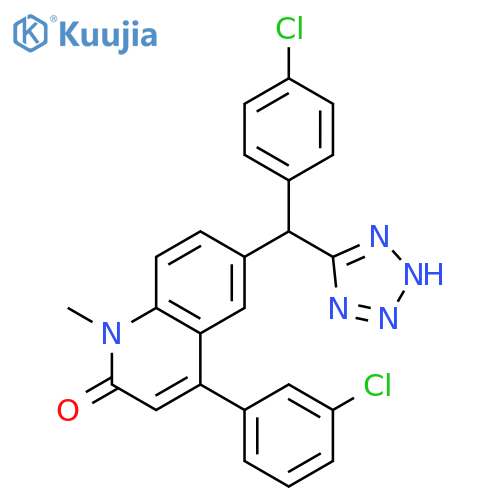2(1H)-Quinolinone,4-(3-chlorophenyl)-6-[(4-chlorophenyl)-1H-tetrazol-5-ylmethyl]-1-methyl- structure