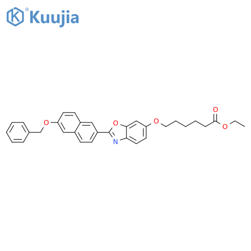 Hexanoic acid,6-[[2-[6-(phenylmethoxy)-2-naphthalenyl]-6-benzoxazolyl]oxy]-, ethylester structure