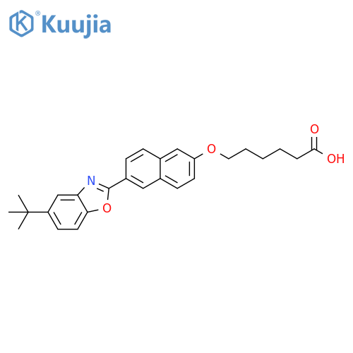 Hexanoic acid,6-[[6-[5-(1,1-dimethylethyl)-2-benzoxazolyl]-2-naphthalenyl]oxy]- structure