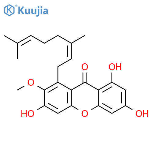 1-[(2Z)-3,7-dimethylocta-2,6-dien-1-yl]-3,6,8-trihydroxy-2-methoxy-9H-xanthen-9-one structure