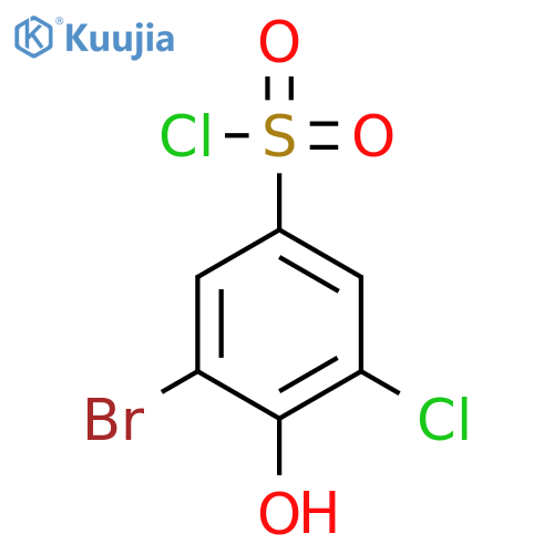 3-bromo-5-chloro-4-hydroxybenzene-1-sulfonyl chloride structure