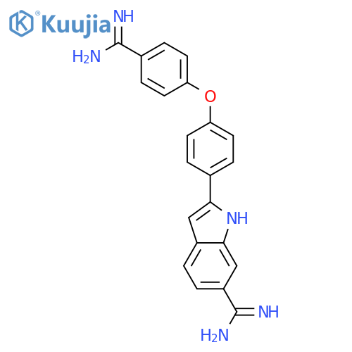 2-[4-(4-carbamimidoylphenoxy)phenyl]-1H-indole-6-carboximidamide structure