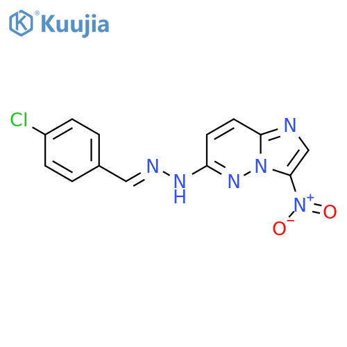 Benzaldehyde, 4-chloro-, (3-nitroimidazo[1,2-b]pyridazin-6-yl)hydrazone structure