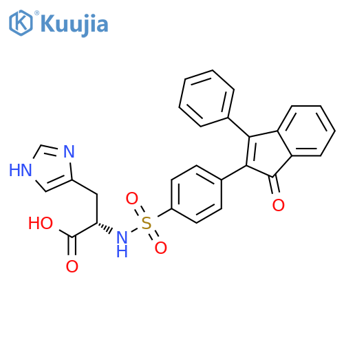 L-HISTIDINE, N-[[4-(1-OXO-3-PHENYL-1H-INDEN-2-YL)PHENYL]SULFONYL]- structure