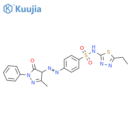 Benzenesulfonamide, 4-[2-(4,5-dihydro-3-methyl-5-oxo-1-phenyl-1H-pyrazol-4-yl)diazenyl]-N-(5-ethyl-1,3,4-thiadiazol-2-yl)- structure