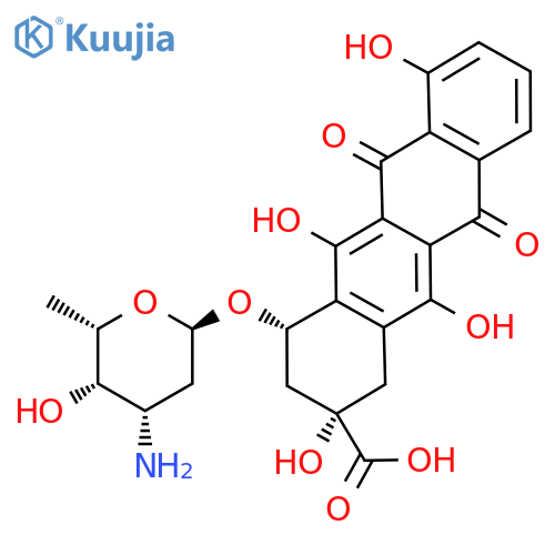 (2S,4S)-4-[(3-amino-2,3,6-trideoxy-alpha-L-lyxo-hexopyranosyl)oxy]-2,5,7,12-tetrahydroxy-6,11-dioxo-1,2,3,4,6,11-hexahydrotetracene-2-carboxylic acid structure