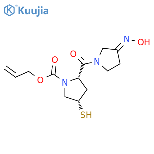 1-Pyrrolidinecarboxylic acid,2-[[3-(hydroxyimino)-1-pyrrolidinyl]carbonyl]-4-mercapto-, 2-propenylester, (2S,4S)- structure