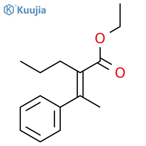 Pentanoic acid, 2-(1-phenylethylidene)-, ethyl ester, (2E)- structure