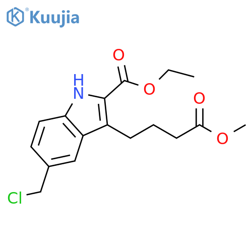 1H-Indole-3-butanoic acid, 5-(chloromethyl)-2-(ethoxycarbonyl)-, methylester structure