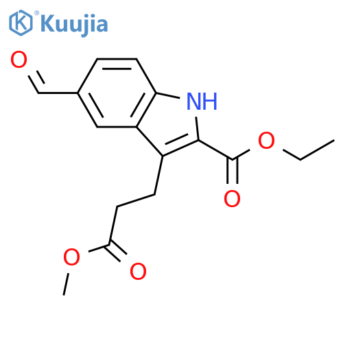 1H-Indole-3-propanoic acid, 2-(ethoxycarbonyl)-5-formyl-, methyl ester structure