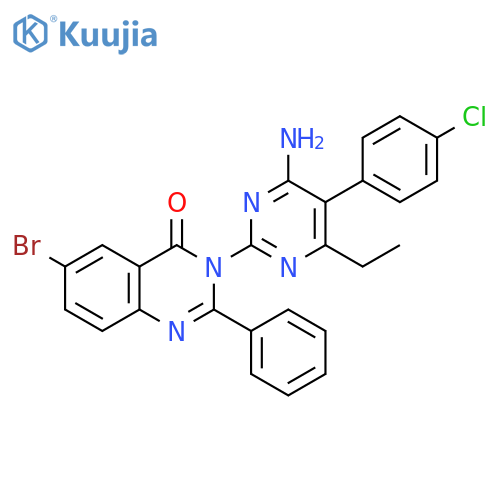 4(3H)-Quinazolinone,3-[4-amino-5-(4-chlorophenyl)-6-ethyl-2-pyrimidinyl]-6-bromo-2-phenyl- structure