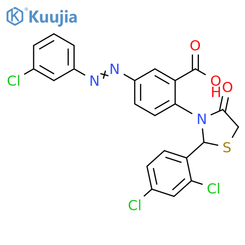 Benzoic acid,5-[(3-chlorophenyl)azo]-2-[2-(2,4-dichlorophenyl)-4-oxo-3-thiazolidinyl]- structure