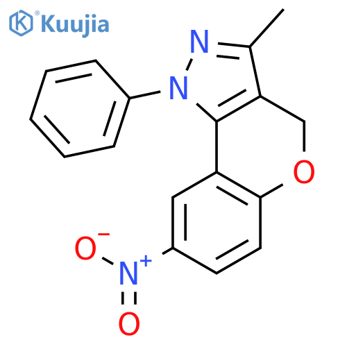 [1]Benzopyrano[4,3-c]pyrazole, 1,4-dihydro-3-methyl-8-nitro-1-phenyl- structure