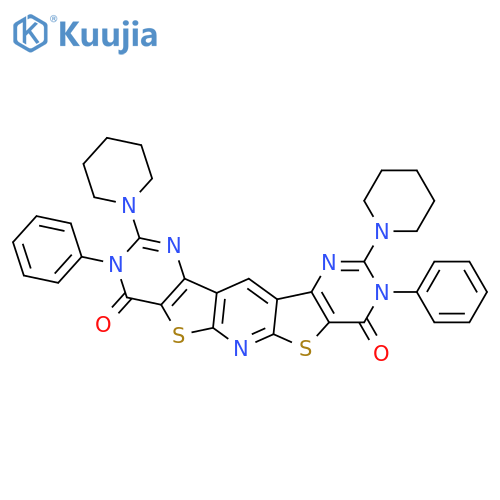 PYRIDO[3'',2'':4,5;5'',6'':4',5']DITHIENO[3,2-D:3',2'-D']DIPYRIMIDINE-4,8(3H,9H)-DIONE, 3,9-DIPHENYL-2,10-DI-1-PIPERIDINYL- structure