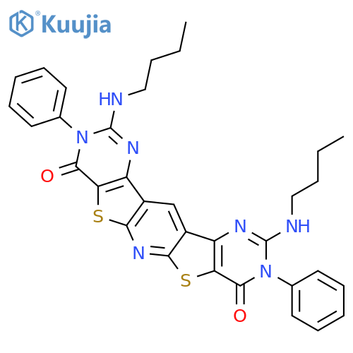 PYRIDO[3'',2'':4,5;5'',6'':4',5']DITHIENO[3,2-D:3',2'-D']DIPYRIMIDINE-4,8(3H,9H)-DIONE, 2,10-BIS(BUTYLAMINO)-3,9-DIPHENYL- structure