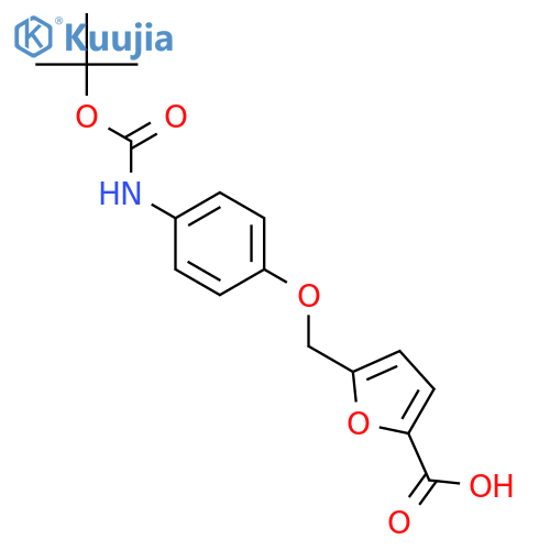 5-(4-{(tert-butoxy)carbonylamino}phenoxy)methylfuran-2-carboxylic acid structure