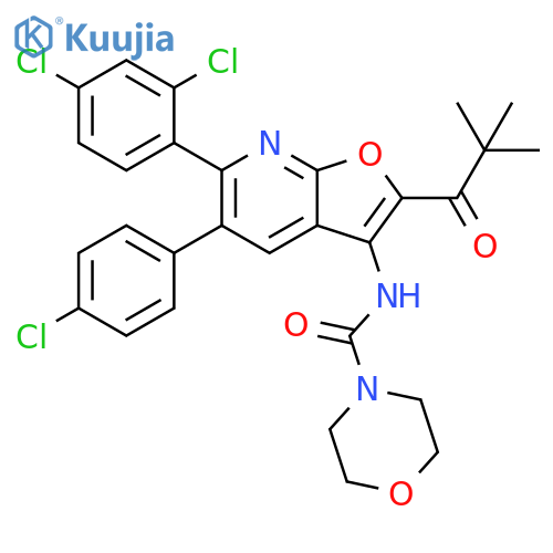 4-Morpholinecarboxamide,N-[5-(4-chlorophenyl)-6-(2,4-dichlorophenyl)-2-(2,2-dimethyl-1-oxopropyl)furo[2,3-b]pyridin-3-yl]- structure