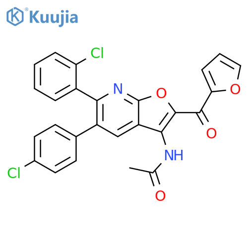 Acetamide,N-[6-(2-chlorophenyl)-5-(4-chlorophenyl)-2-(2-furanylcarbonyl)furo[2,3-b]pyridin-3-yl]- structure